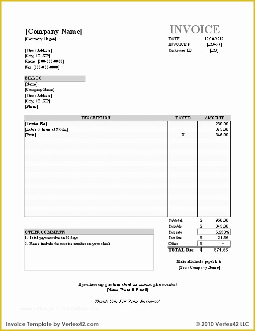 Free Bill Invoice Template Printable Of Free Invoice Template for Excel