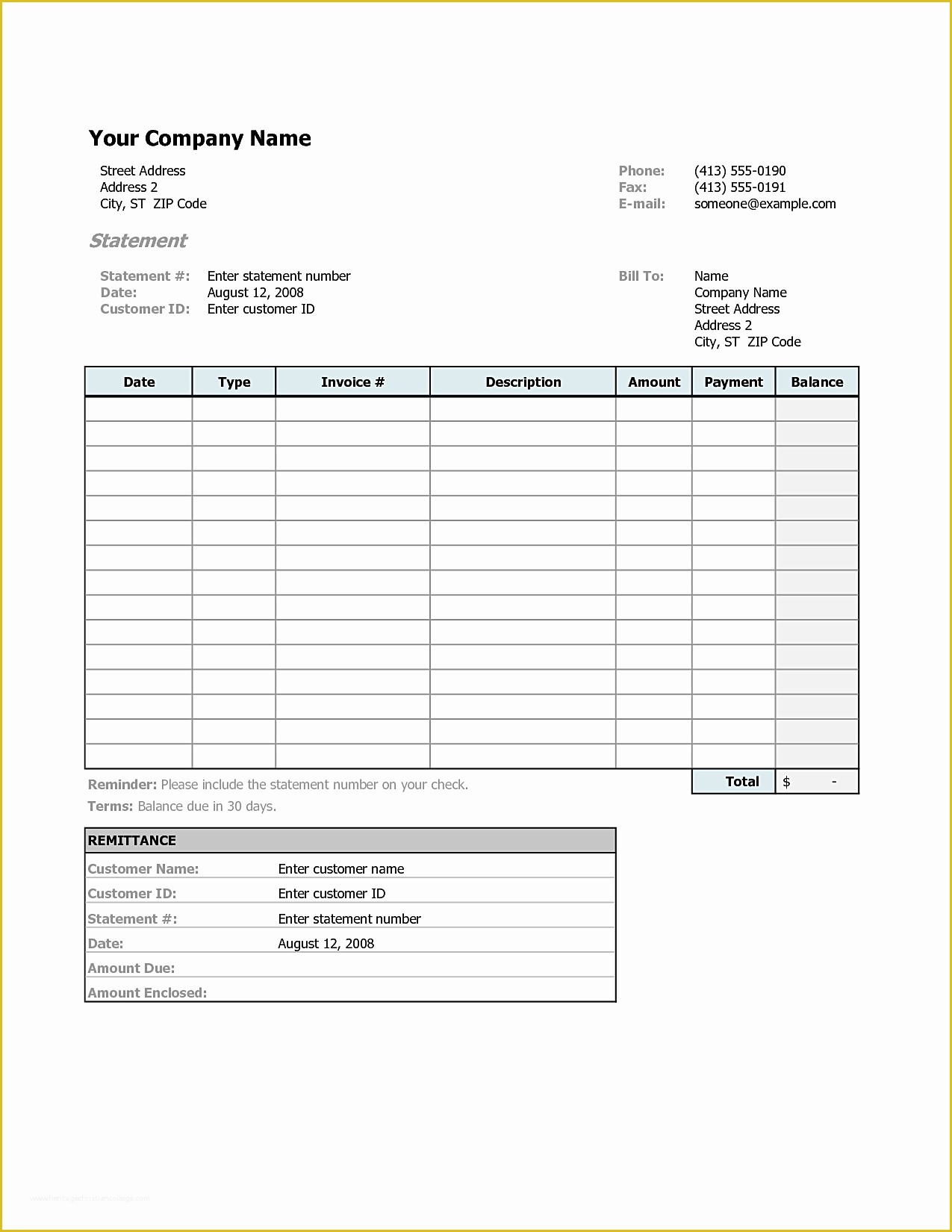 Free Bill Invoice Template Printable Of Invoice Statement Template Residers Info Free Printable