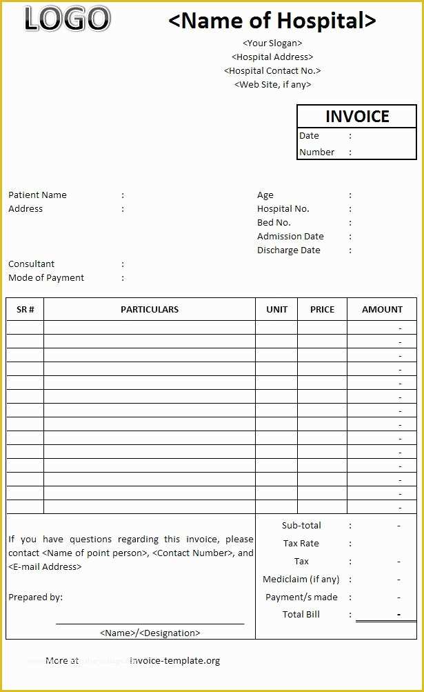 Free Bill Invoice Template Printable Of Medical Billing Invoice Template Invoice Templates