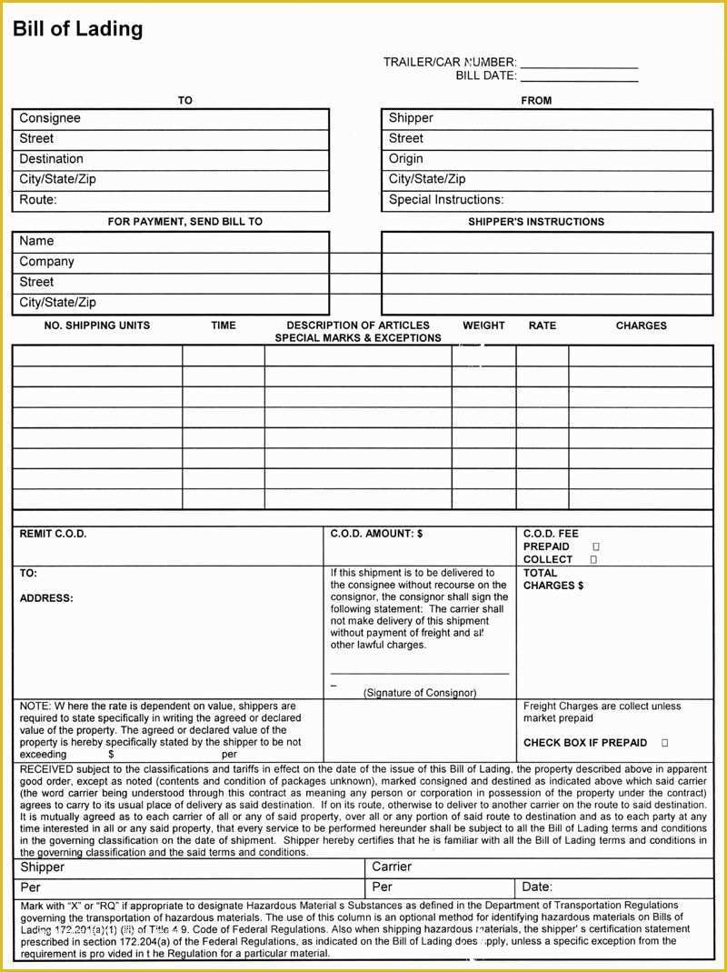 Free Bill Of Lading Template Excel Of 13 Bill Of Lading Templates Excel Pdf formats