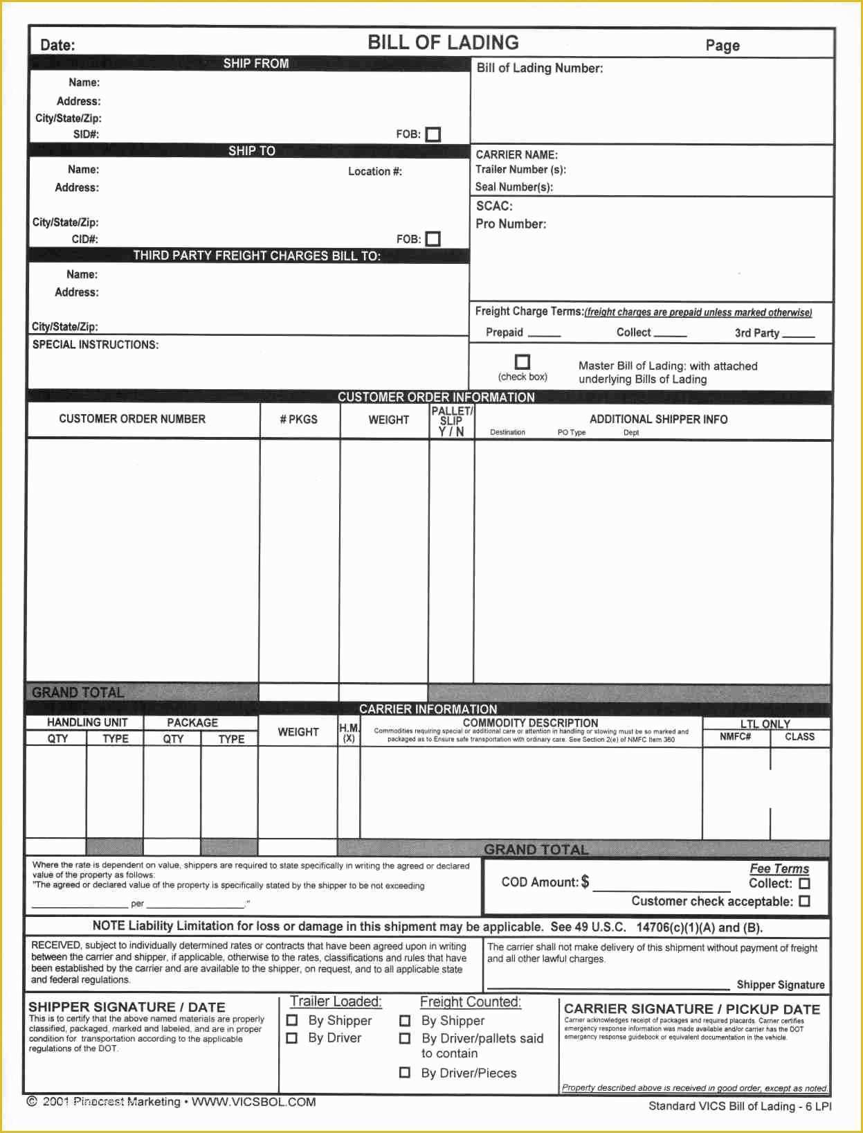 Free Bill Of Lading Template Excel Of 13 Bill Of Lading Templates Excel Pdf formats