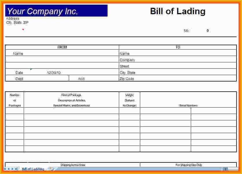 Free Bill Of Lading Template Excel Of 5 Bill Of Lading Template Excel Free