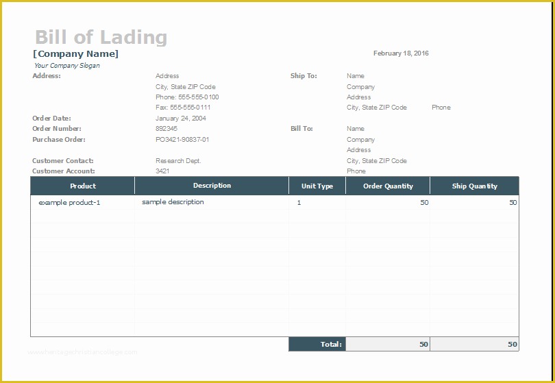 Free Bill Of Lading Template Excel Of Bill Of Lading Template for Ms Excel