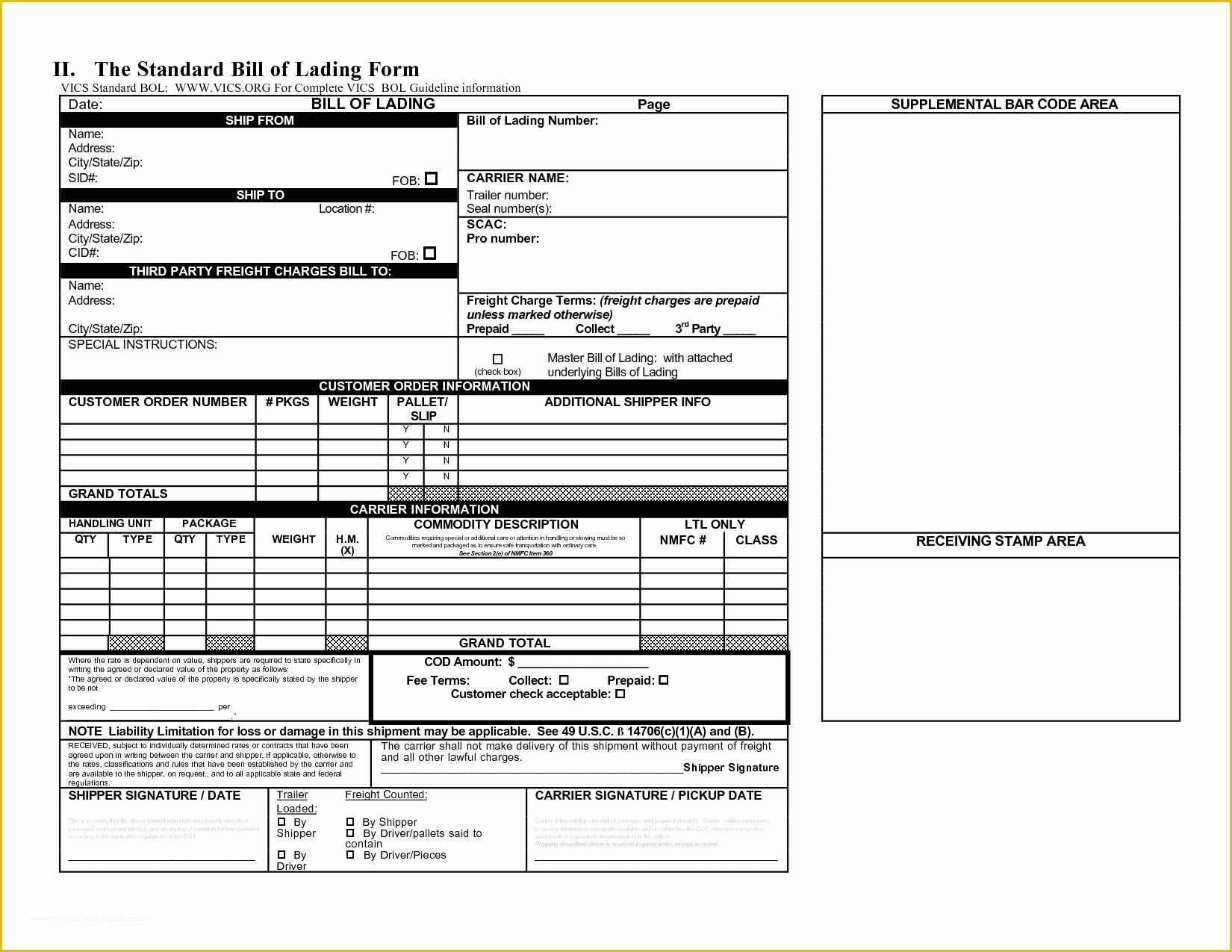 Free Bill Of Lading Template Excel Of Bol Template Example Mughals