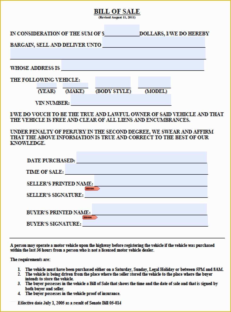 Free Bill Of Sale Template Colorado Of Free Colorado Boat Trailer Bill Of Sale Form Pdf
