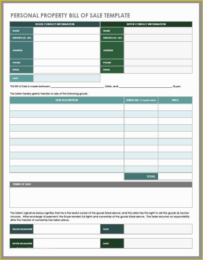 Free Bill Of Sale Template Download Of 15 Free Bill Of Sale Templates