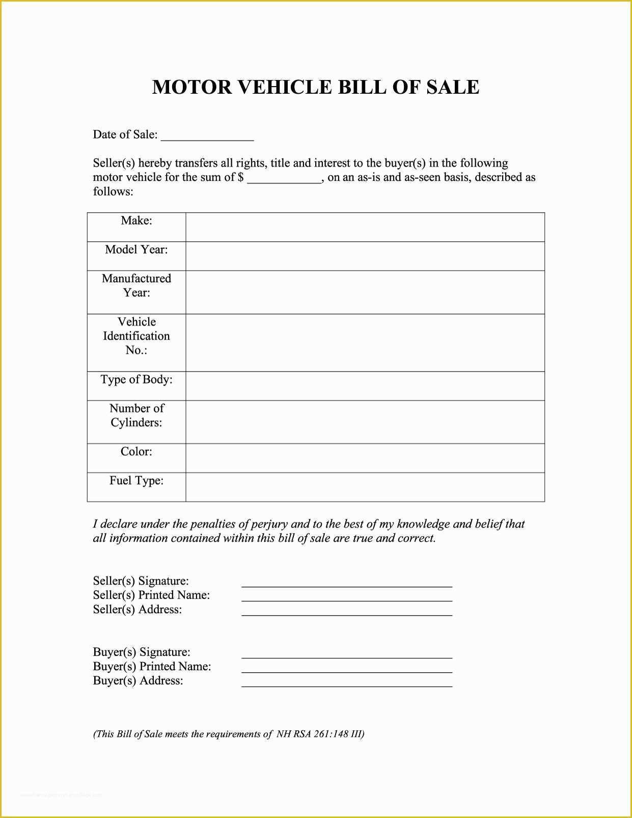 free bill of sale template for car google docs