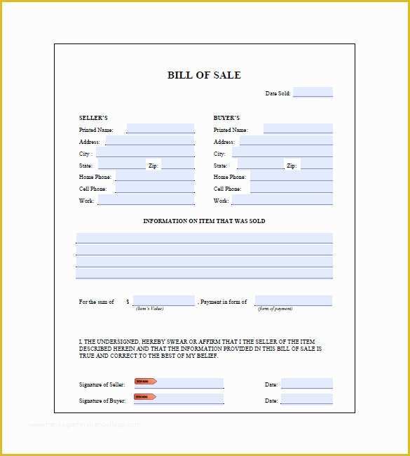 Free Bill Of Sale Template Download Of General Bill Of Sale – 14 Free Word Excel Pdf format