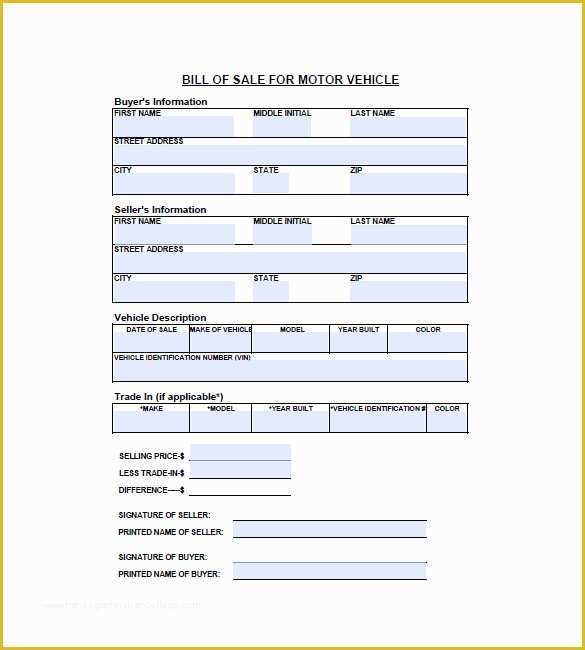 Free Bill Of Sale Template for Car Of 8 Vehicle Bill Of Sale Free Sample Example format