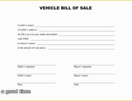 Free Bill Of Sale Template for Car Of Editable Car Bill Sale Template Blank Receipt