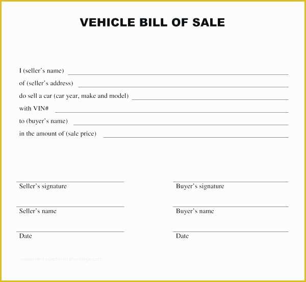 Free Bill Of Sale Template for Car Of Simple Bill Sale for Car Template Vehicle Free Sales
