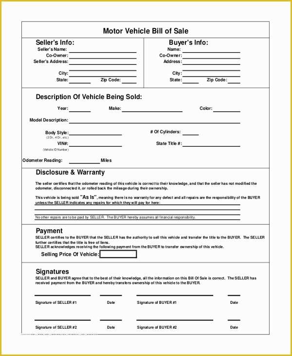 Free Bill Of Sale Template for Car Of Vehicle Bill Of Sale Template 14 Free Word Pdf