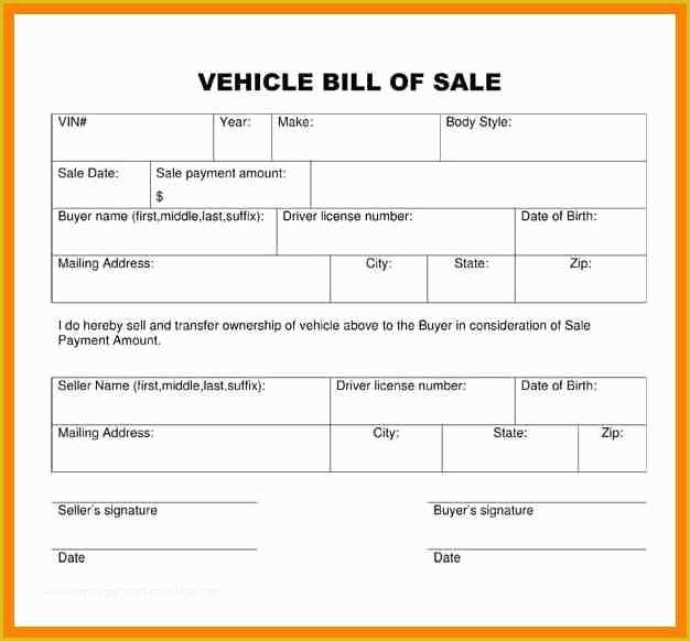 Free Bill Of Sale Template Ga Of 12 Vehicle Bill Of Sale