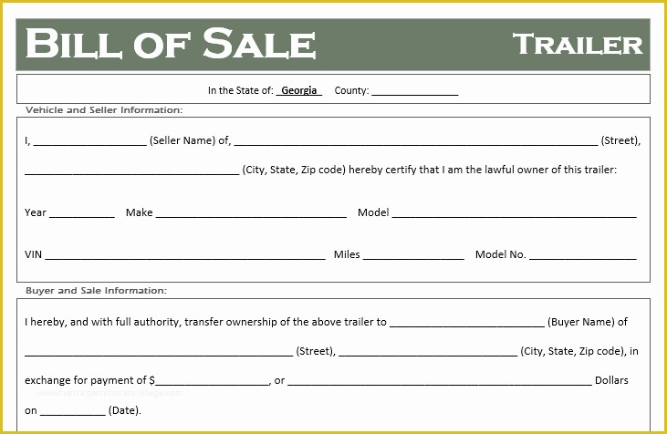 Free Bill Of Sale Template Ga Of Free Georgia Trailer Bill Of Sale Template F Road Freedom