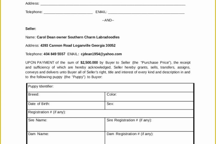 Free Bill Of Sale Template Ga Of Puppyill Sale Georgia Template Ga Automobileoat Gun