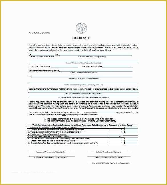 Free Bill Of Sale Template Georgia Of 15 Georgia Vehicle Bill Of Sale