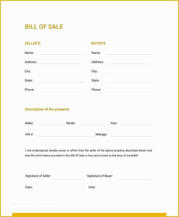 Free Bill Of Sale Template Word Of Bill Of Sale Template 44 Free Word Excel Pdf