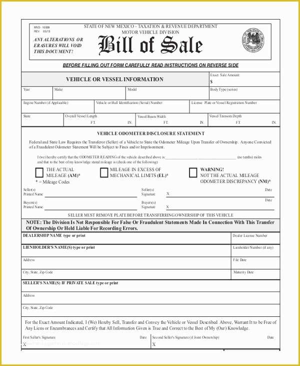 Free Bill Of Sale Template Word Of Blank Bill Of Sale Template 7 Free Word Pdf Document