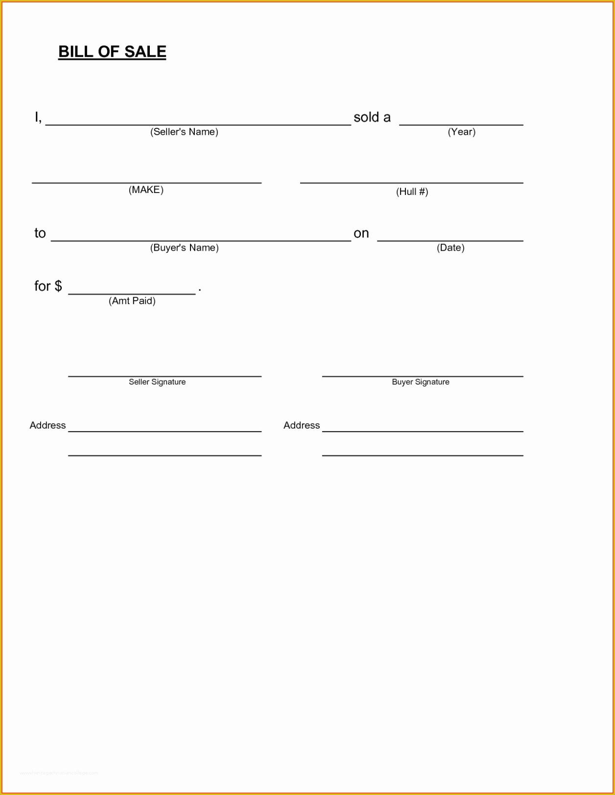 Free Bill Of Sale Template Word Of Sample Bill Of Sale form for Car Printable