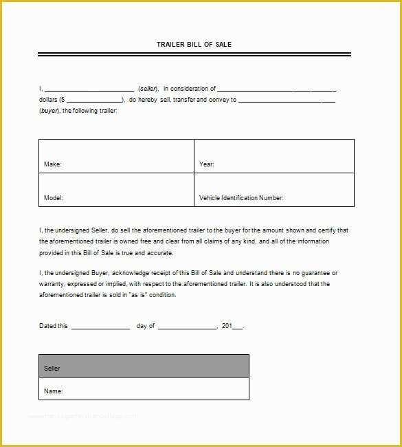 Free Bill Of Sale Template Word Of Trailer Bill Of Sale – 8 Free Word Excel Pdf format