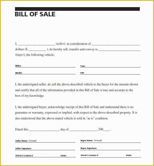 Free Bill Of Sales Template for Used Car as is Of 8 Auto Bill Of Sale Doc Pdf