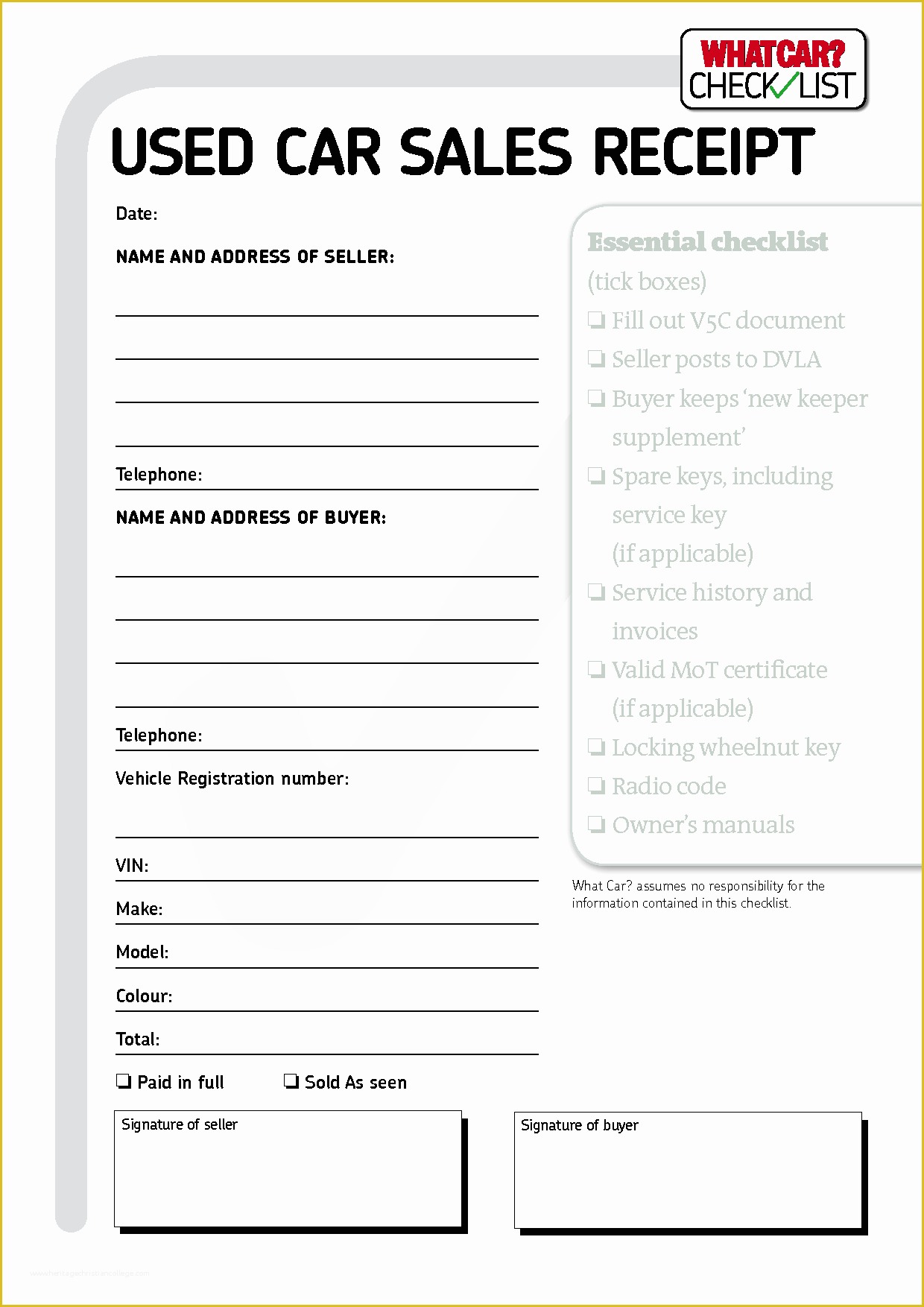 Free Bill Of Sales Template for Used Car as is Of Car Sales Invoice Template Free Download