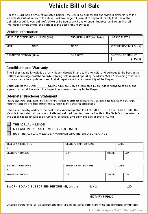 Free Bill Of Sales Template for Used Car as is Of Free Bill Of Sale Template Printable Car Bill Of Sale form