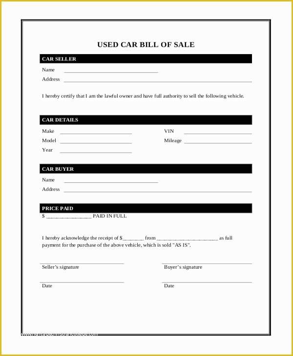 Free Bill Of Sales Template for Used Car as is Of Vehicle Bill Of Sale Template 14 Free Word Pdf