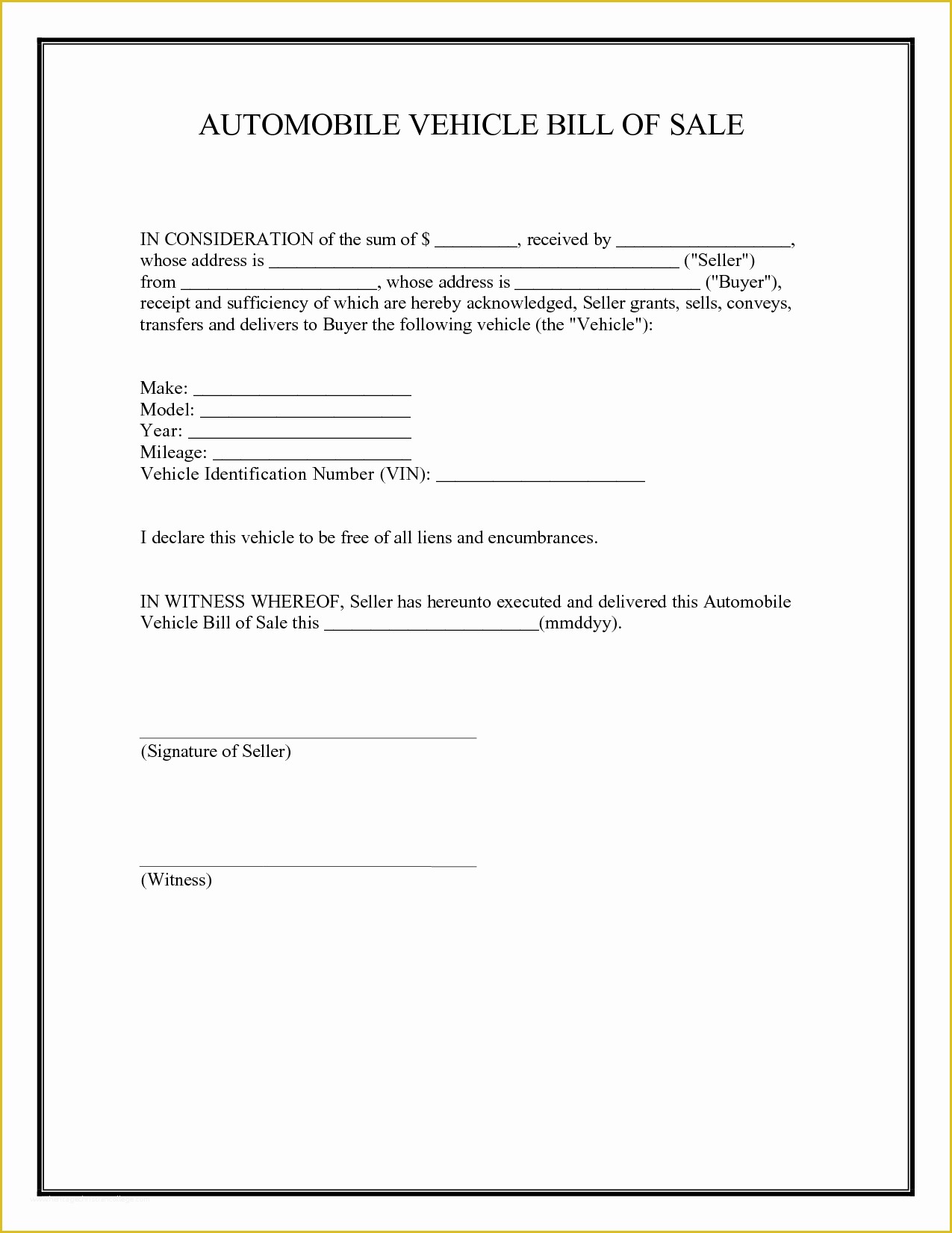 Free Bill Of Sales Template for Used Car as is Of Vehicle Bill Sale Free Printable Documents