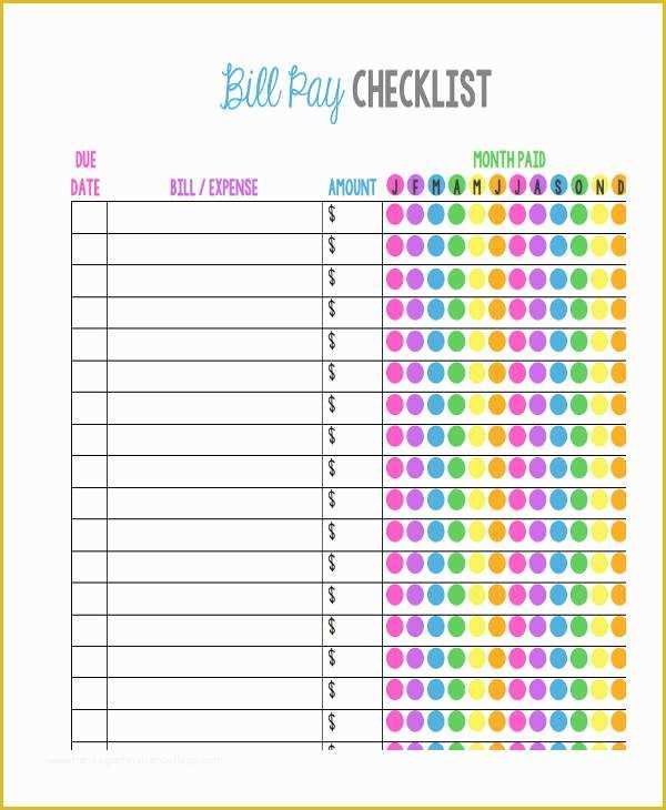 Free Bill Payment Checklist Template Of 10 Blank Checklist Examples Samples