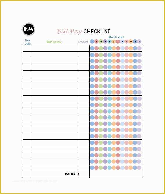 Free Bill Payment Checklist Template Of 32 Free Bill Pay Checklists &amp; Bill Calendars Pdf Word