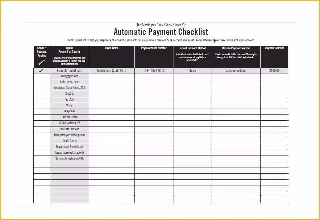 Free Bill Payment Checklist Template Of 32 Free Bill Pay Checklists &amp; Bill Calendars Pdf Word