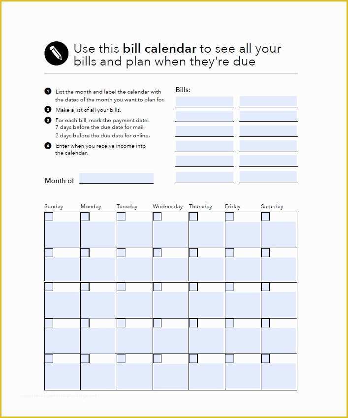 Free Bill Payment Checklist Template Of 32 Free Bill Pay Checklists & Bill Calendars Pdf Word