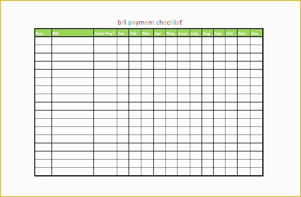 Free Bill Payment Checklist Template Of 32 Free Bill Pay Checklists & Bill Calendars Pdf Word