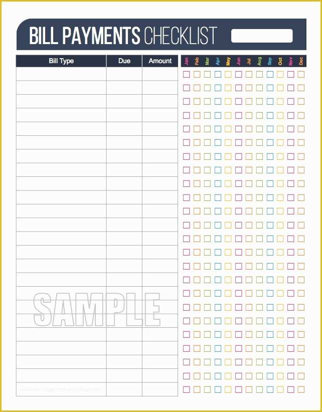 Free Bill Payment Checklist Template Of 4 Bill Pay Calendar Templates Pdf