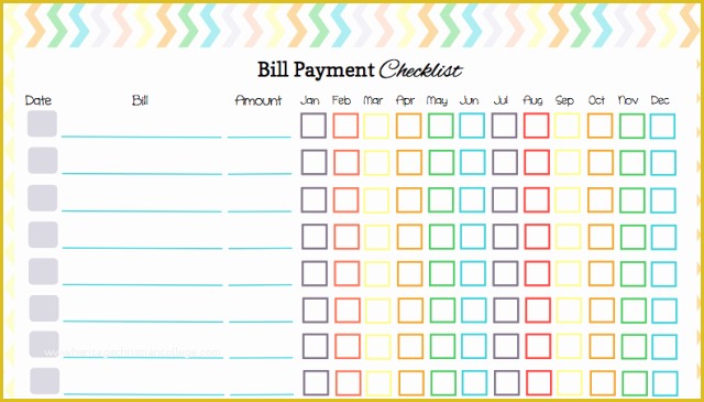 Free Bill Payment Checklist Template Of 5 Best Of Free Printable Pay Chart Printable Bill