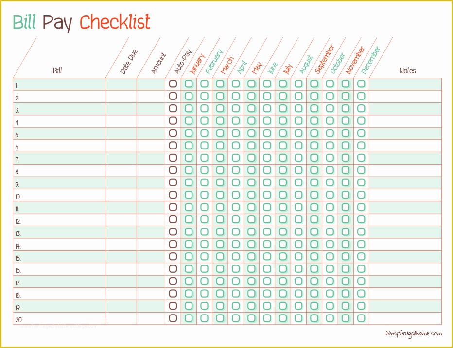 Free Bill Payment Checklist Template Of Bill Pay Checklist
