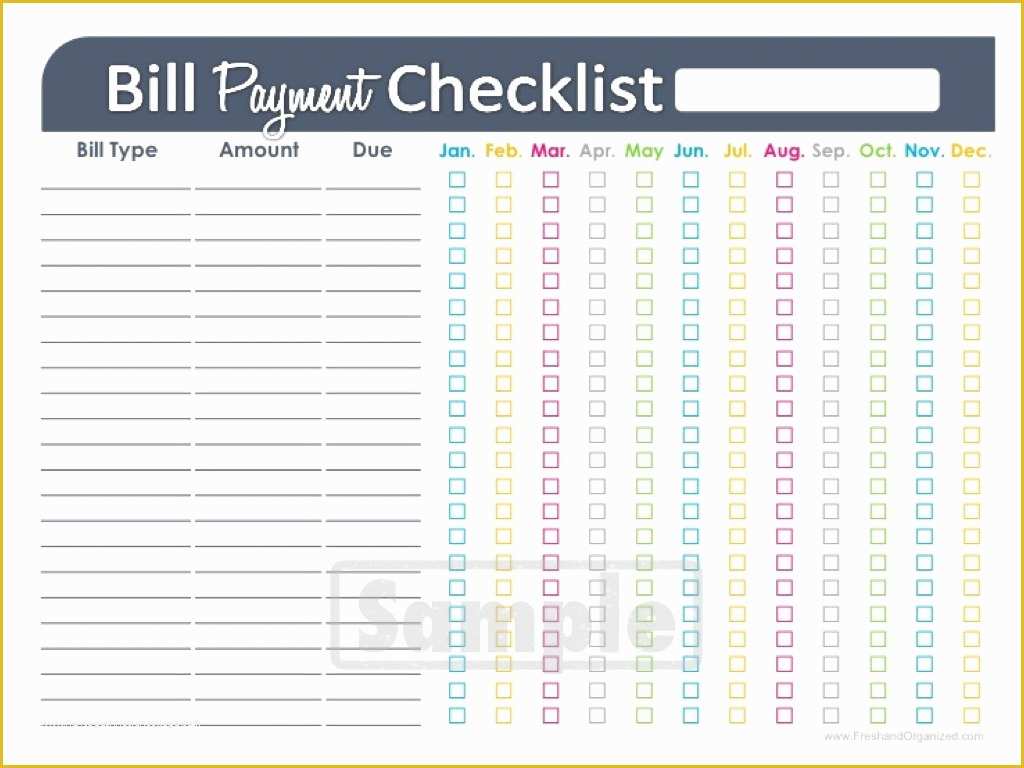 Free Bill Payment Checklist Template Of Bill Payment Checklist Printable Editable by Freshandorganized