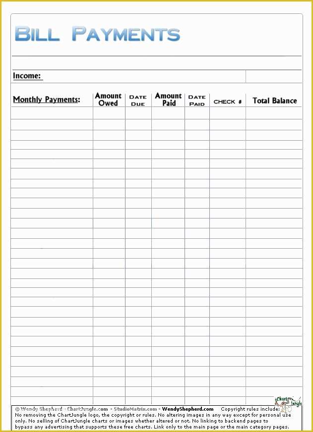Free Bill Payment Checklist Template Of Free Printable Bill Payment List Wow Image Results