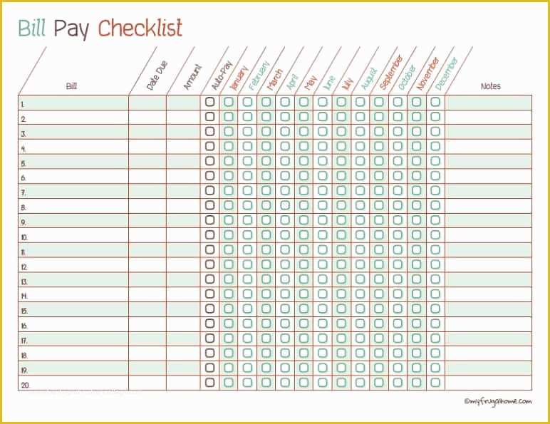 Free Bill Payment Checklist Template Of Printable Bill Pay Checklist