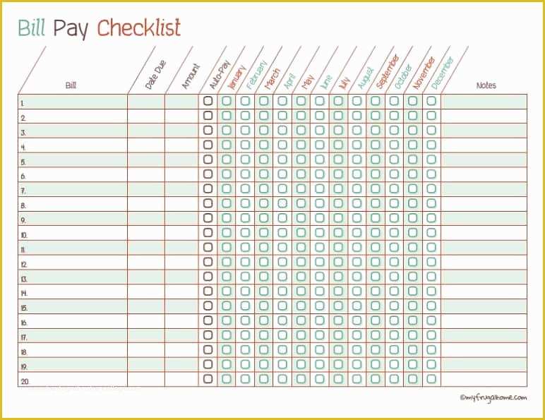 Free Bill Payment Checklist Template Of Printable Bill Pay Checklist