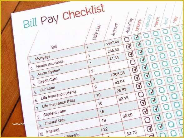 Free Bill Payment Checklist Template Of Printable Bill Pay Checklist
