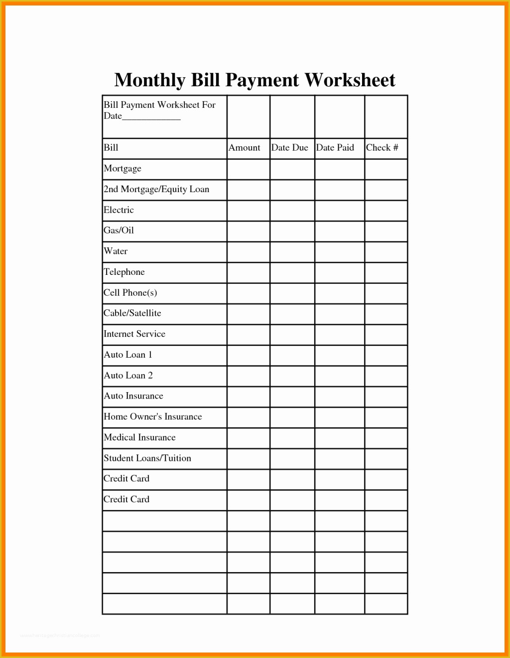 Free Bill Payment Checklist Template Of Remarkable Monthly Bill organizer and Payment Schedule