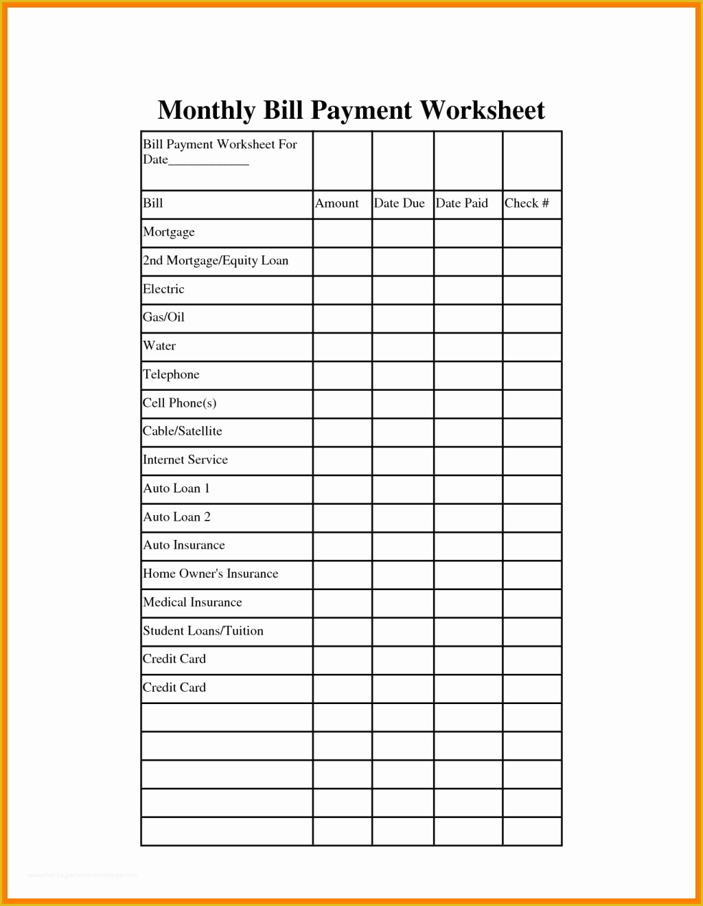 Free Bill Payment Checklist Template Of Remarkable Monthly Bill organizer and Payment Schedule