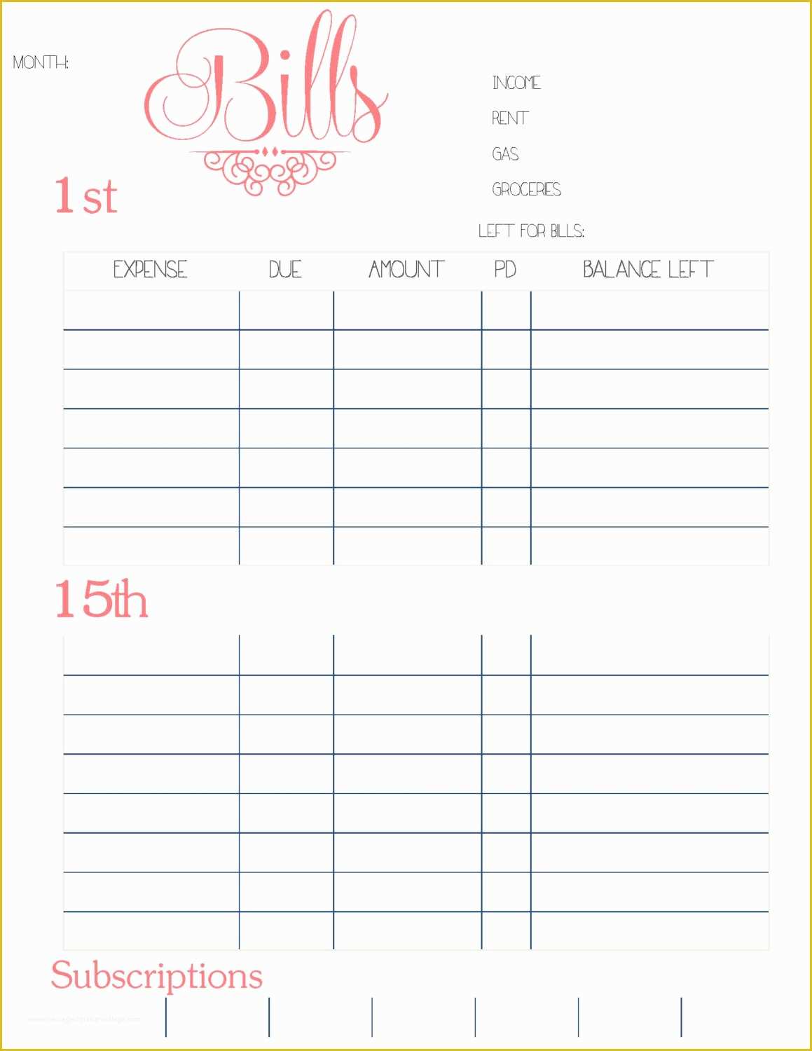 Free Bill Planner Template Of 9 Best Of Free Printable Weekly Bill Planner Bill