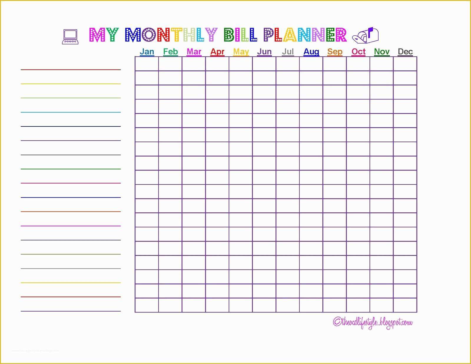Free Bill Planner Template Of Best S Of Bill Chart Template Free Printable