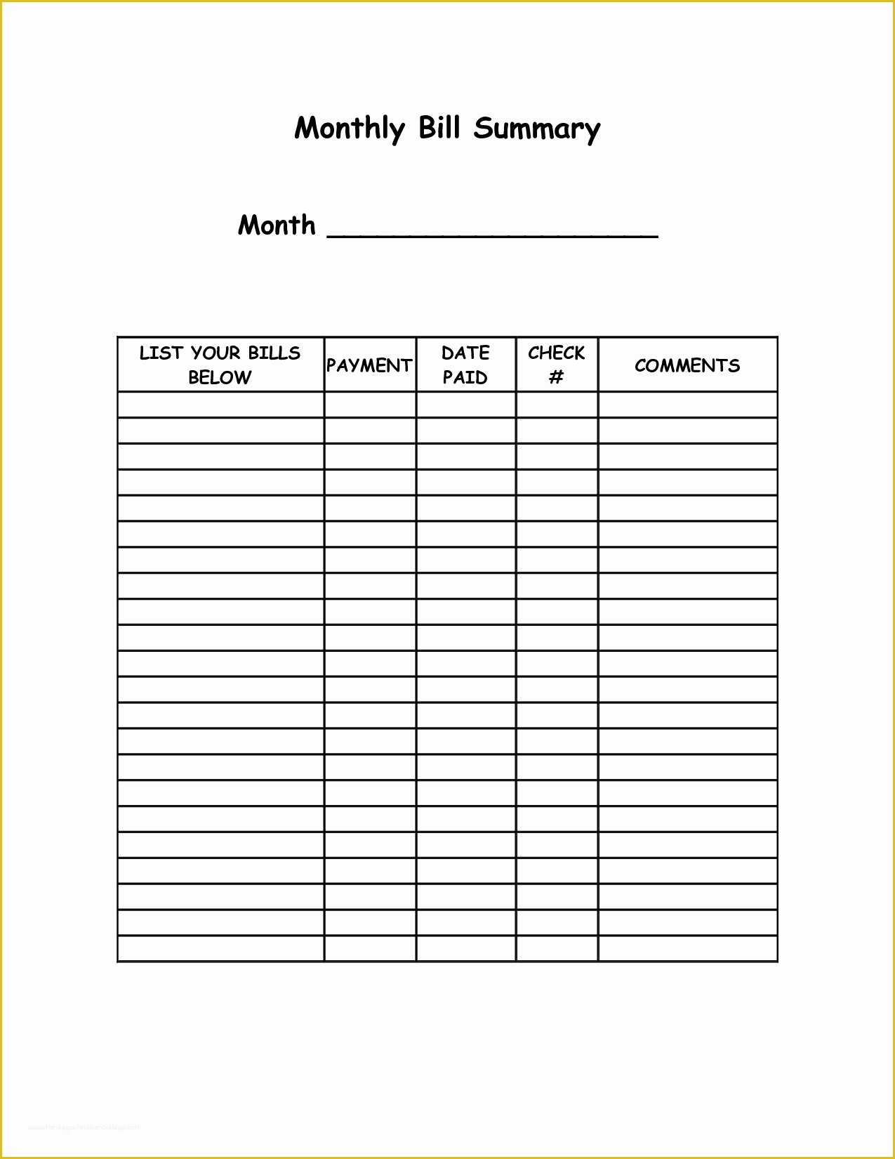 Free Bill Planner Template Of Blank Bill Payment organizer