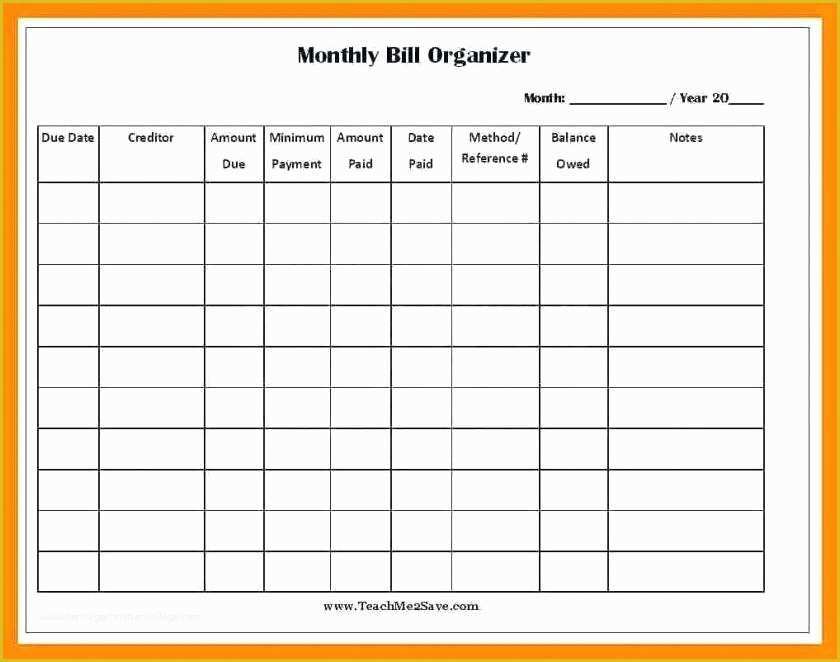 Free Bill Planner Template Of Home Bill organizer Spreadsheet for Bills Monthly Bill