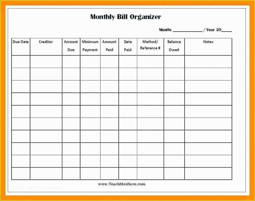 Free Bill Planner Template Of Home Bill organizer Spreadsheet for Bills Monthly Bill
