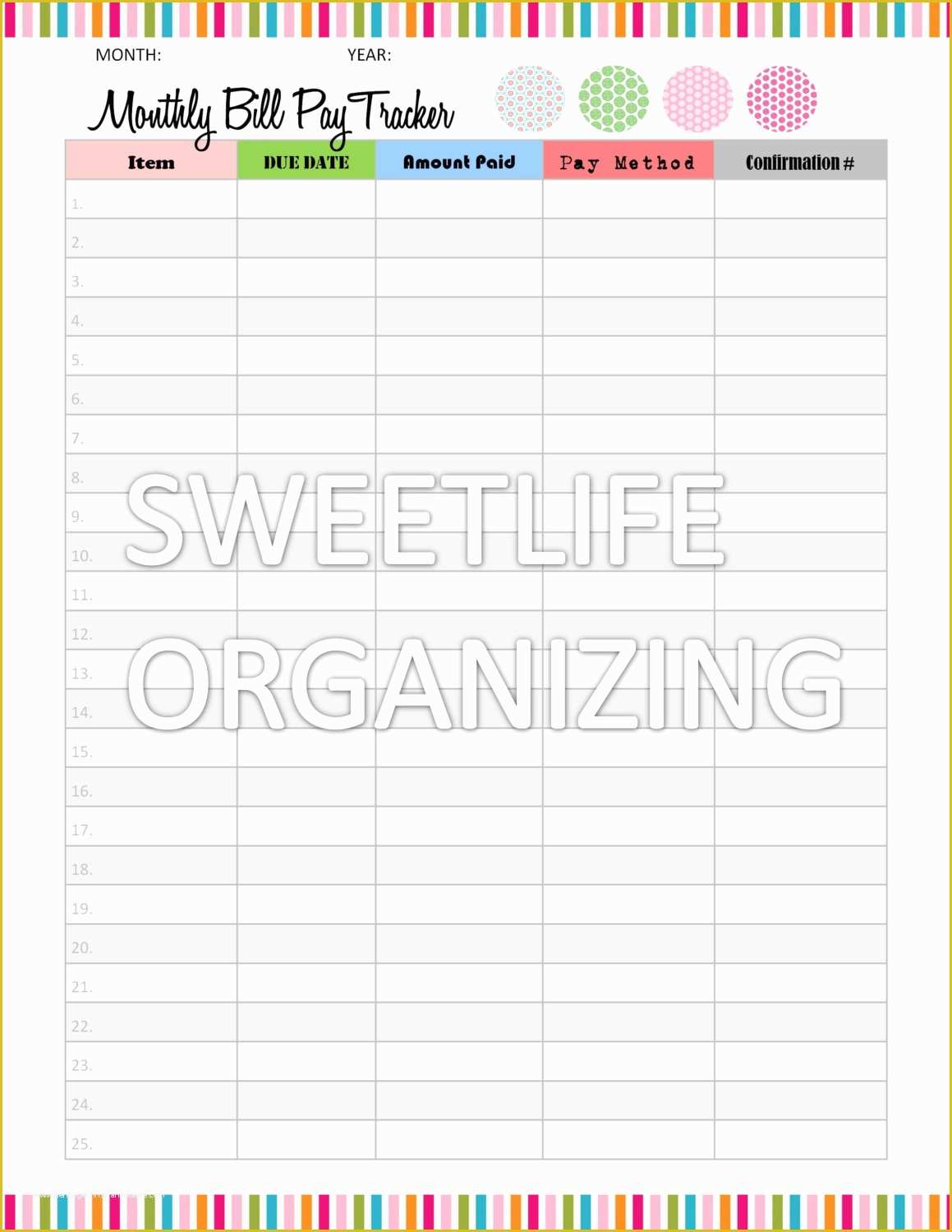 Free Bill Planner Template Of Monthly Bill Pay Tracker organizer by Sweetlifeorganizing